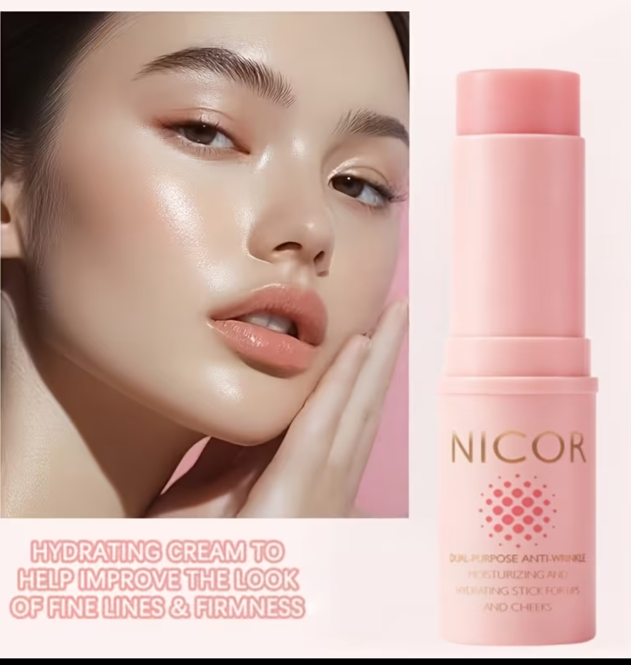 NICOR Dual-Purpose Anti-Wrinkle Hydrating Stick – Moisturizing Balm for Fine Lines, Firmness, Lips, and Cheeks 3