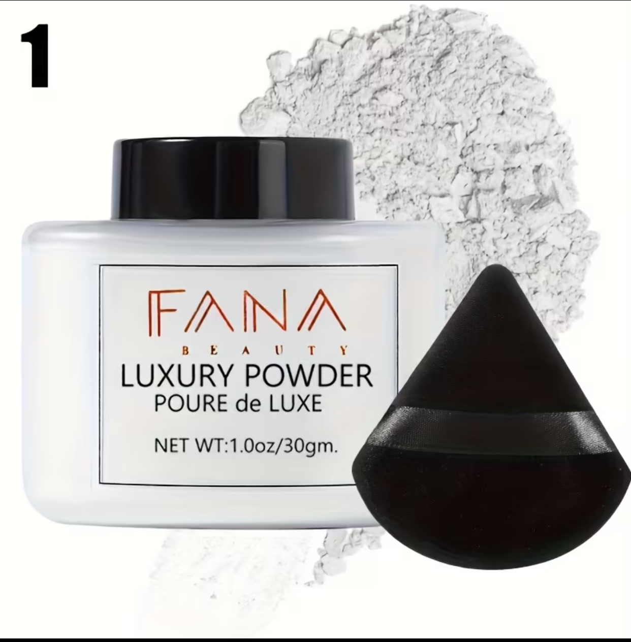 FANA Beauty Luxury Loose Setting Powder with Premium Triangular Velvet Puff – Oil-Control Translucent Baking Powder for a Flawless Matte Finish (30g)