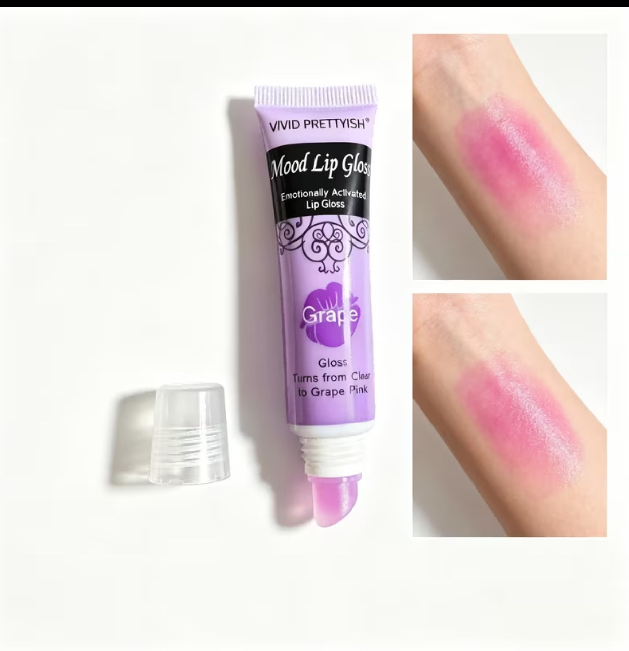 Vivid Prettyish Mood Lip Gloss – Emotionally Activated Color-Changing Grape Pink High-Shine Hydrating Lip Tint