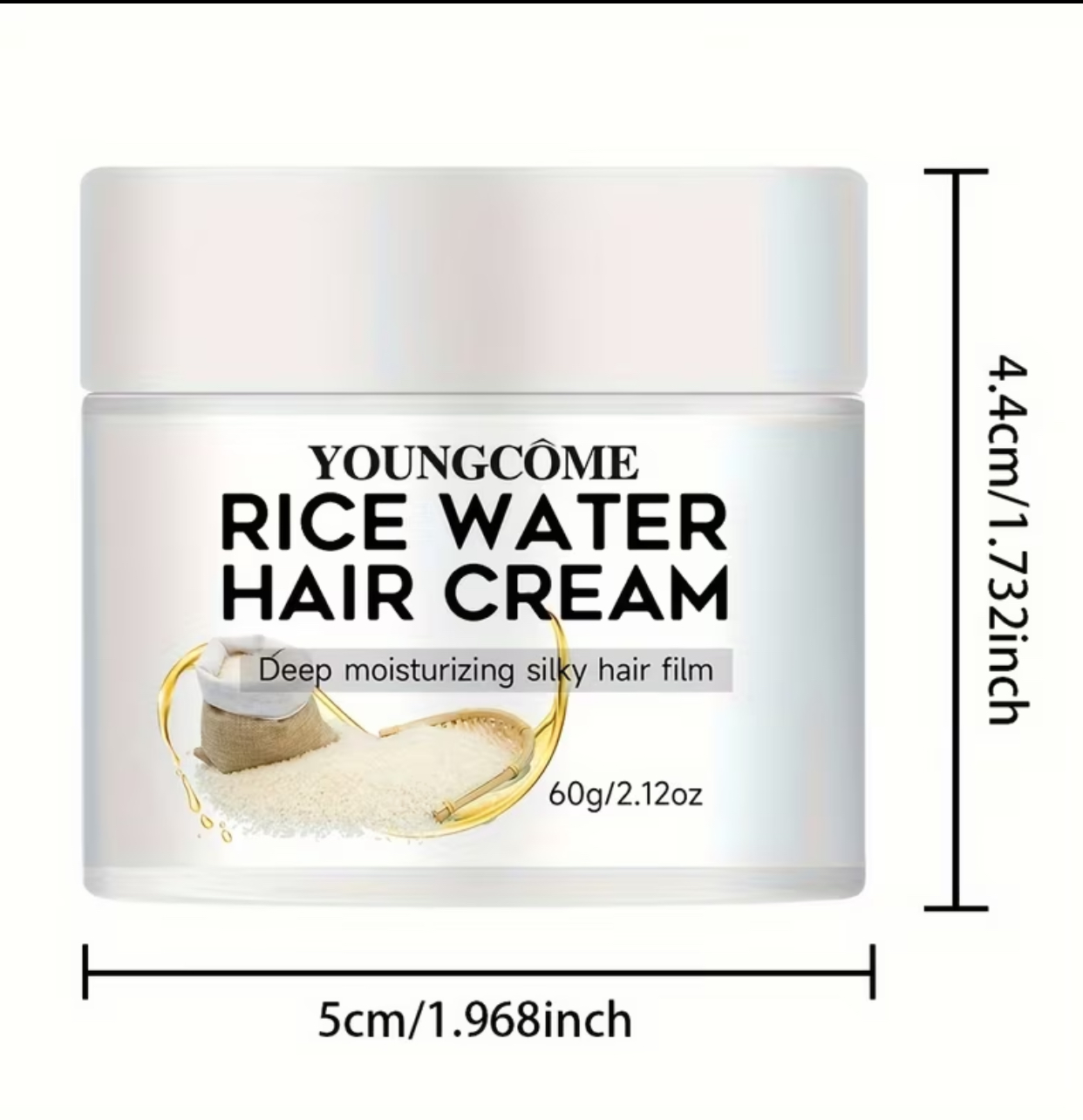 YOUNGCÔME Rice Water Hair Cream – Deep Moisturizing Silky Hair Film & Fast-Absorbing Instant Penetration Rinse (60g / 2.12oz) 3