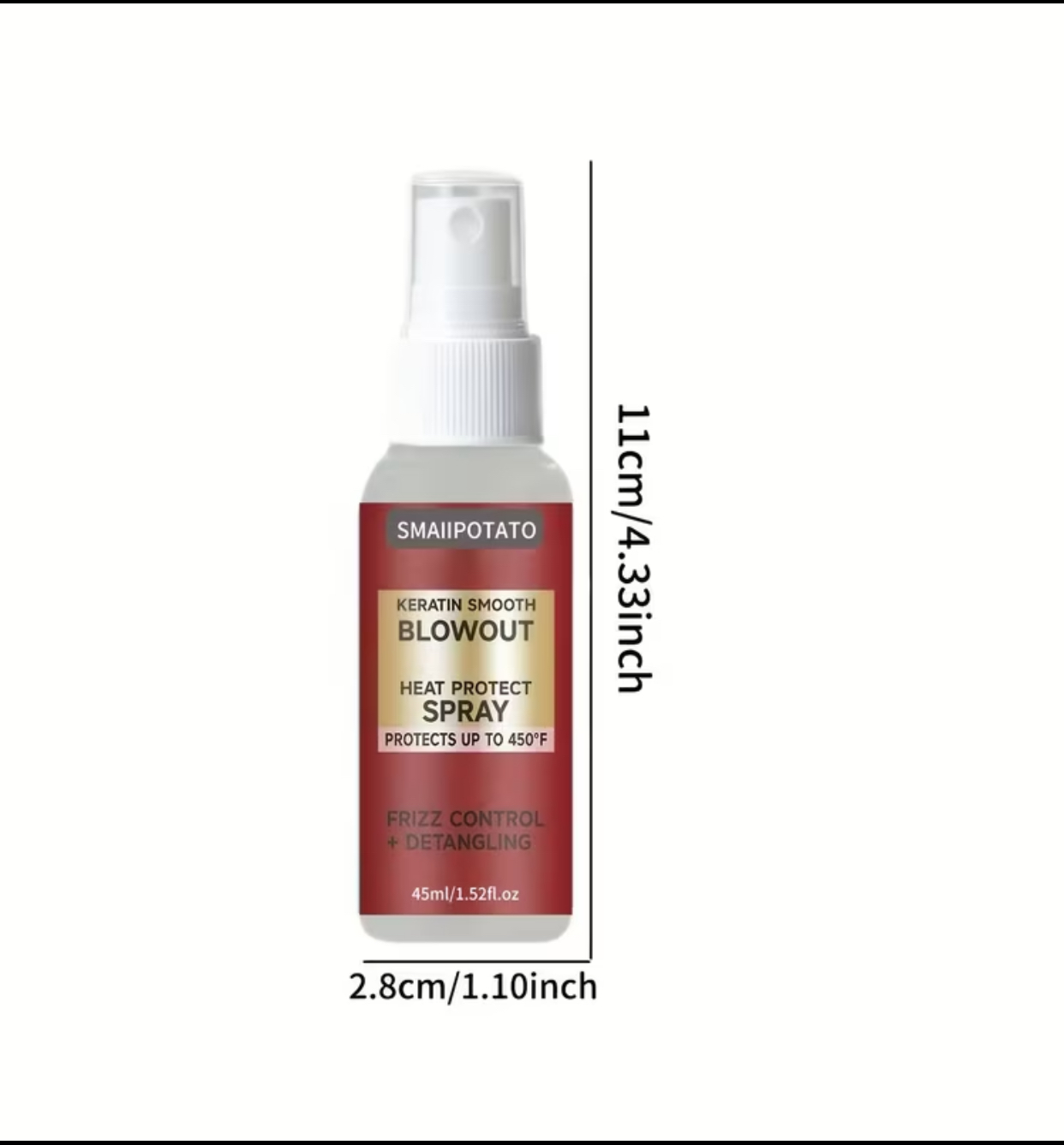 SMAIIPOTATO Keratin Smooth Blowout Heat Protect Spray – Frizz Control & Detangling Thermal Shield Protects Up to 450°F (45ml / 1.52fl.oz) 2