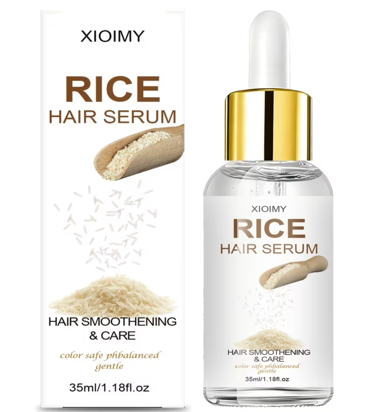 XIOIMY Rice Hair Serum – Lightweight Hydrating & Smoothening Scalp-Safe Rice Extract Hair Care Oil (35ml / 1.18fl.oz)