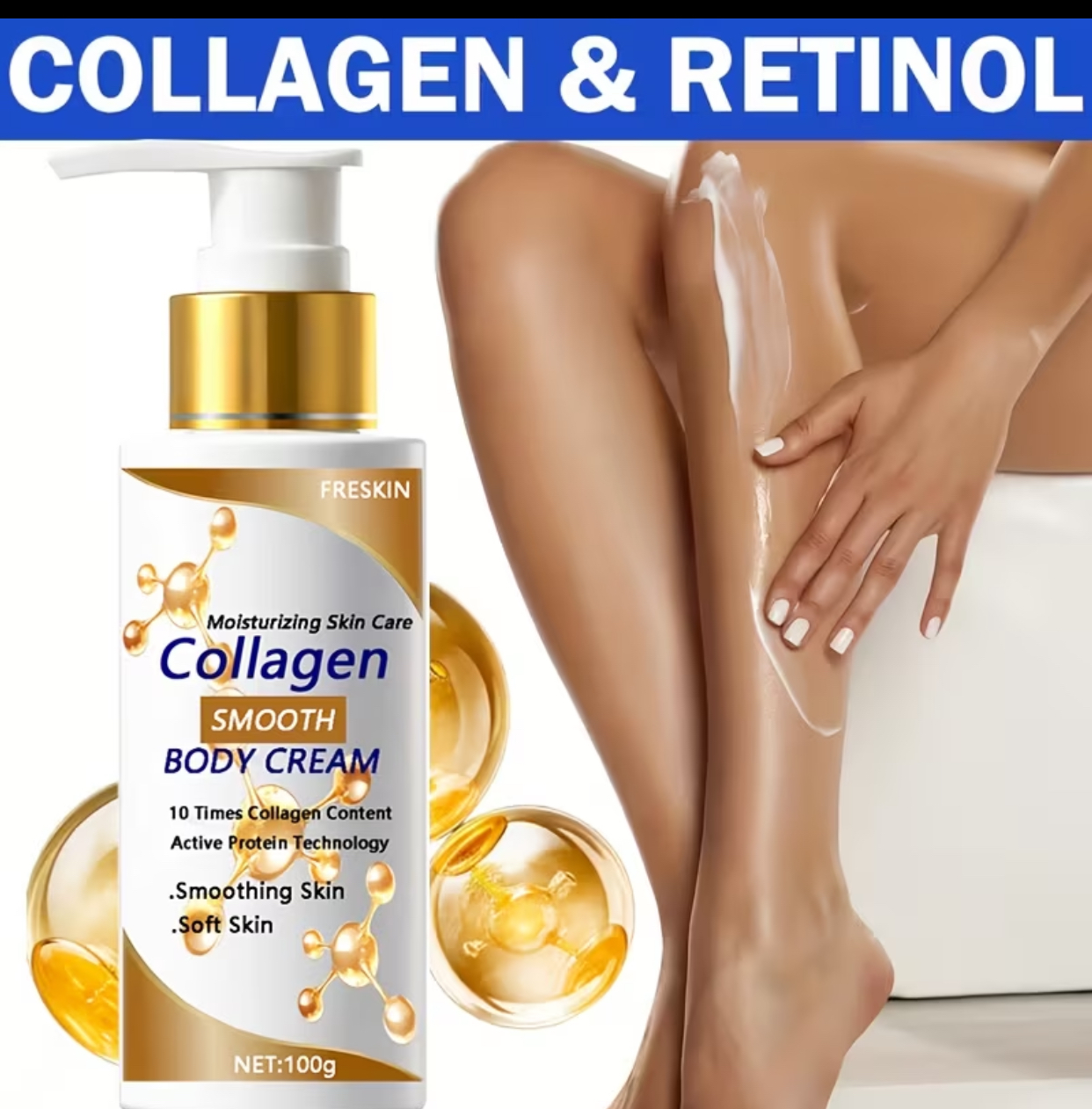 FRESKIN Collagen Smooth Body Cream – Active Protein Technology Moisturizing Skin Care (100g) 3