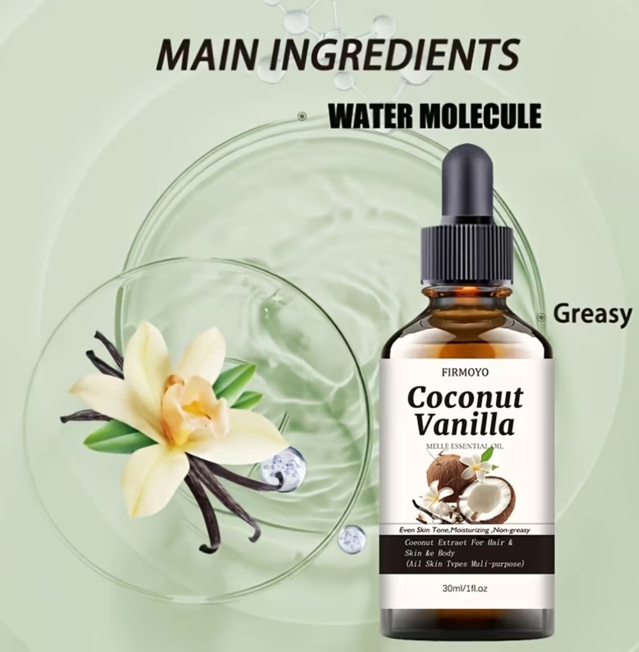 FIRMOYO Coconut Vanilla Multi-Purpose Essential Oil – Hydrating & Tone-Evening Treatment for Face, Body, Hair & Nails (30ml / 1fl.oz) 2