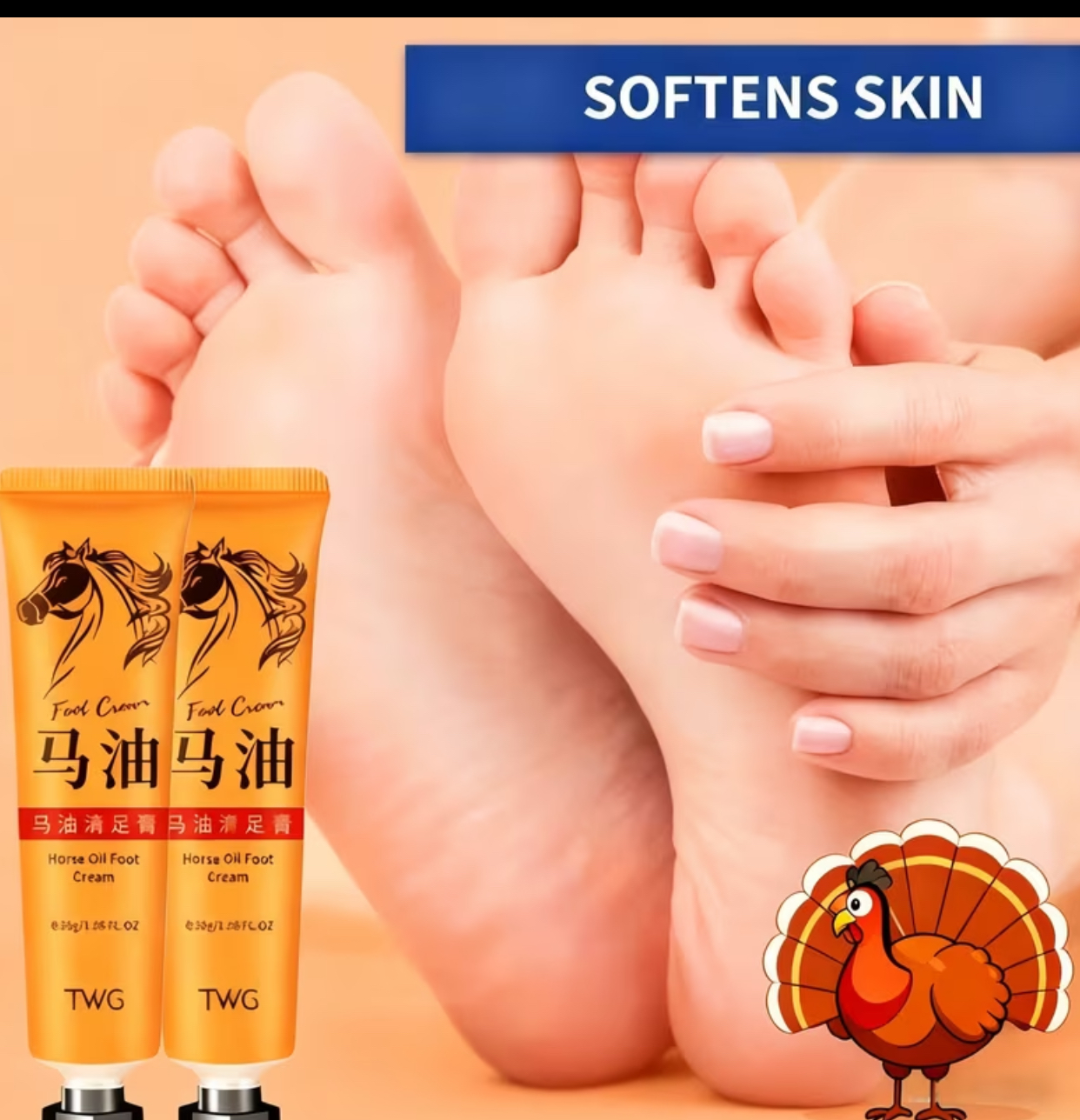 TWG Horse Oil Foot Cream – Intensive Heel Repair & Smoothing Treatment for Dry, Cracked Feet (2-Piece Value Pack, 30g per Tube) 2