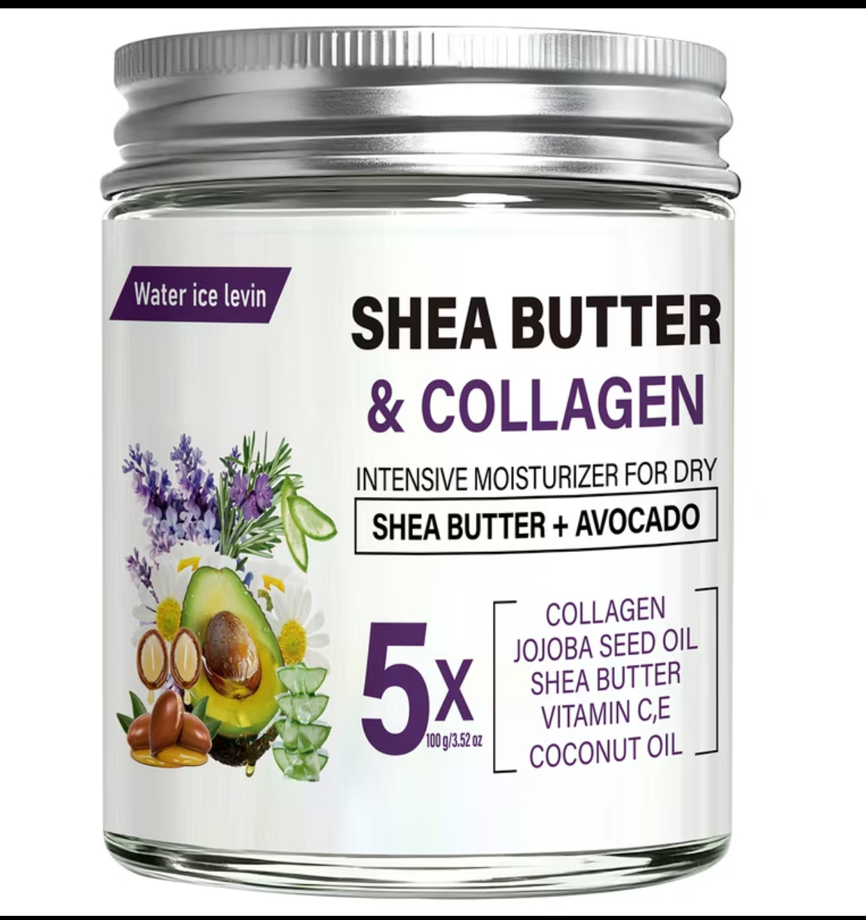 Water Ice Levin 5x Shea Butter & Collagen Intensive Moisturizer – Ultra-Nourishing Treatment for Dry Skin (100g / 3.52 oz)