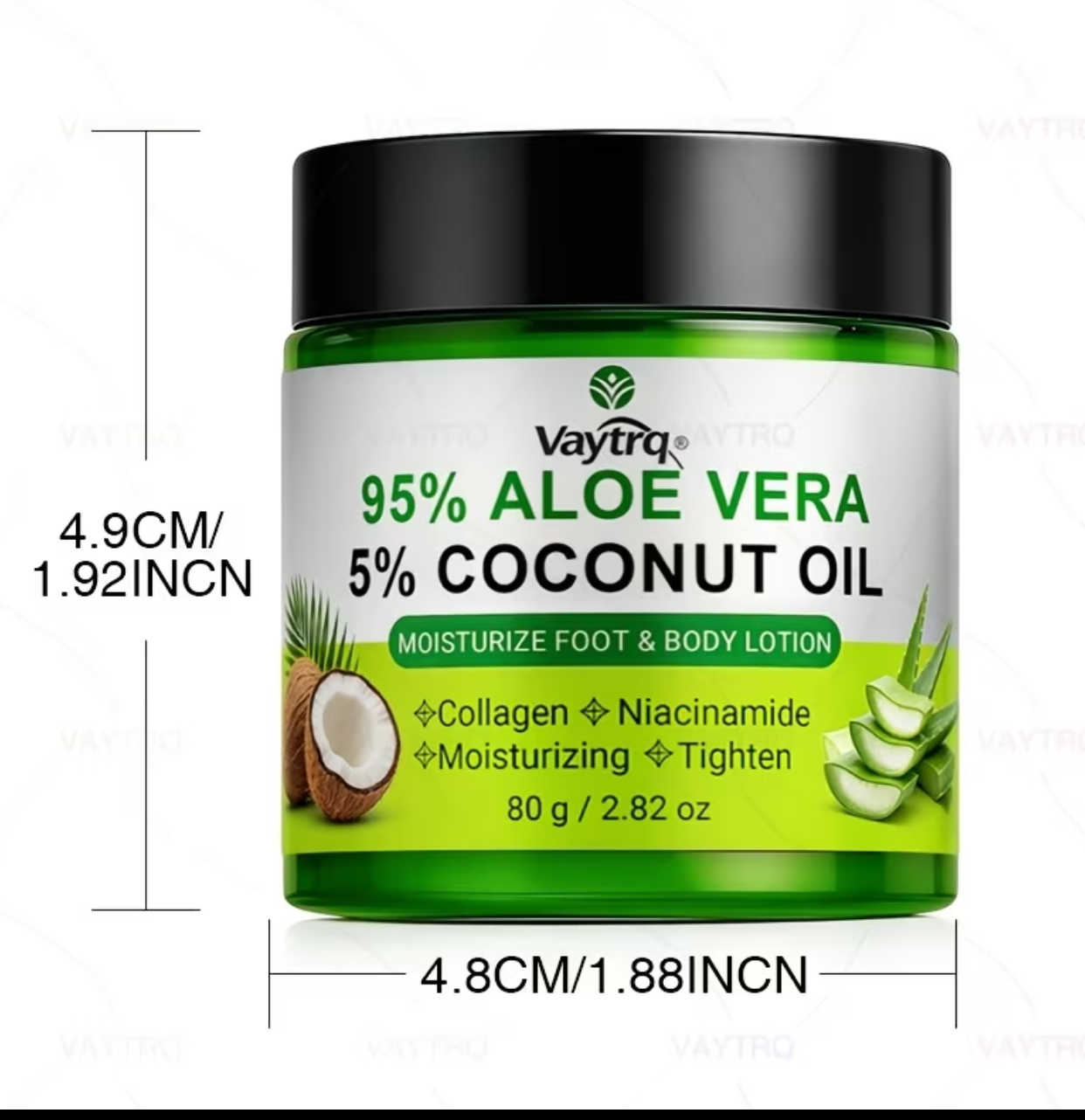 Vaytrq 95% Aloe Vera & 5% Coconut Oil Moisturize Foot & Body Lotion – Skin Tightening & Collagen-Infused Treatment (80g / 2.82 oz) 2