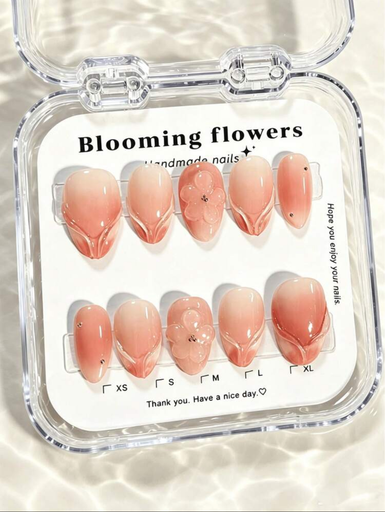 Enchanted Blooming Flowers Soft Pink Coquette 3D Sculpted Blossom and Pearl Embellished Press-On Nails 2