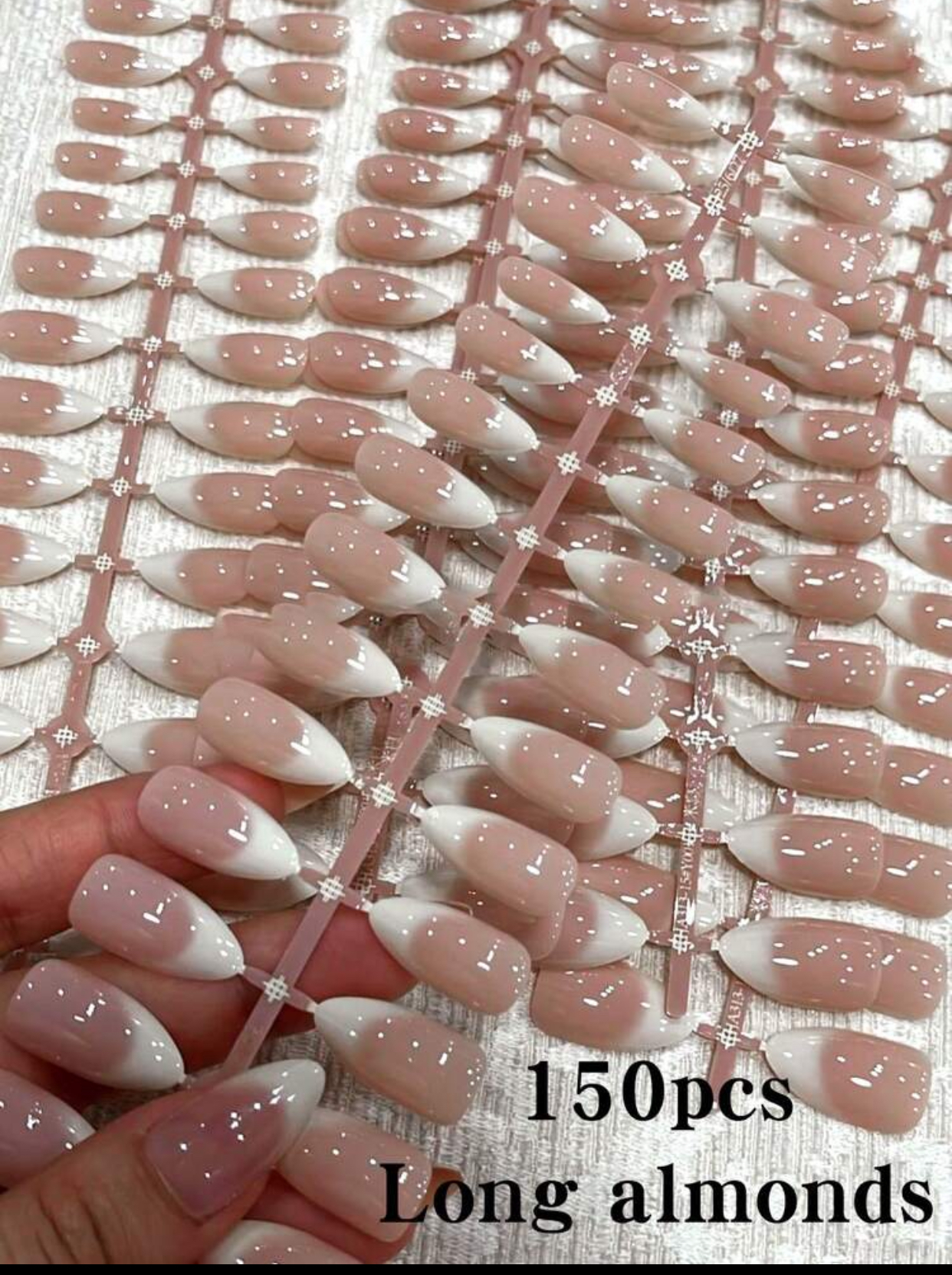 Ultimate 150-Piece Classic Long Almond Vanilla Nude and Soft White French Tip Press-On Manicure Set
