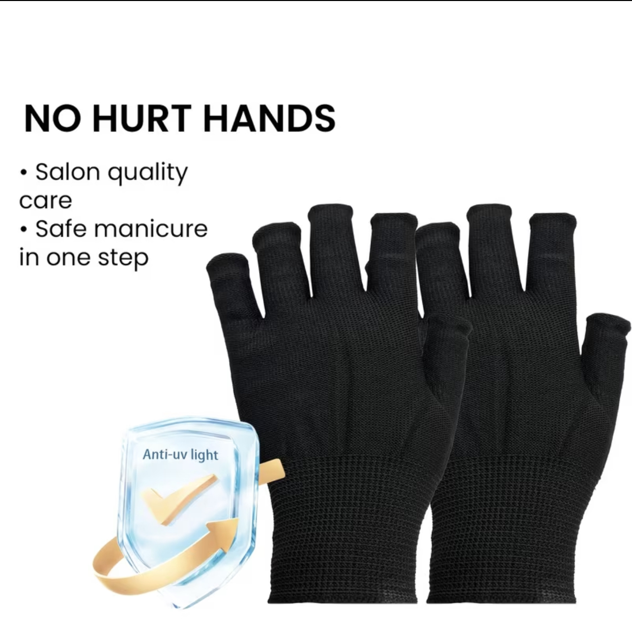 2pcs EELHOE Professional Fingerless Anti-UV Manicure Gloves UPF 99+ Skin Protective Shield for UV/LED Gel Nail Lamps 3