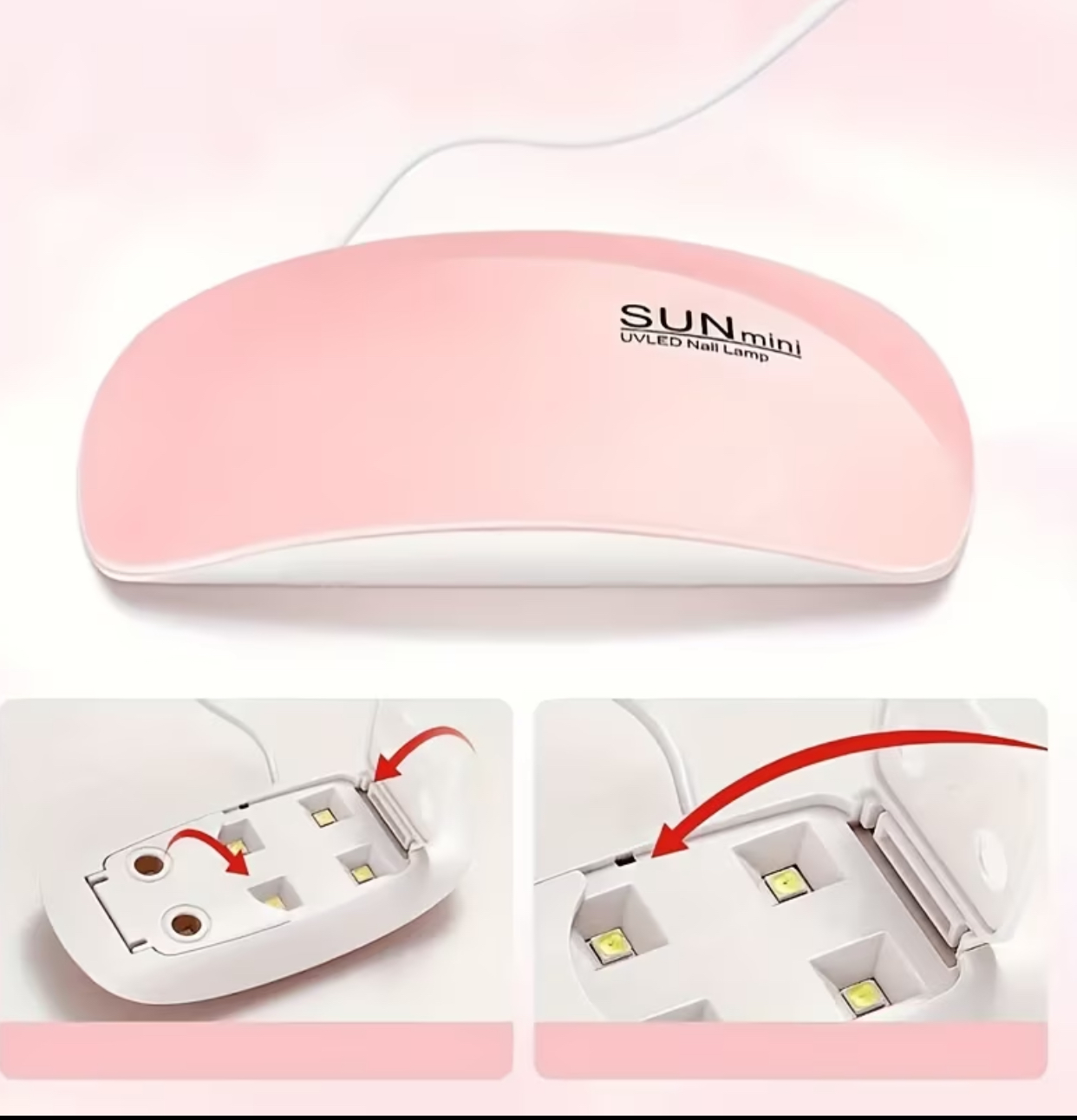 SUNmini Portable Ultra-Compact Folding UV/LED Nail Gel Curing Lamp with USB Power Cable 2