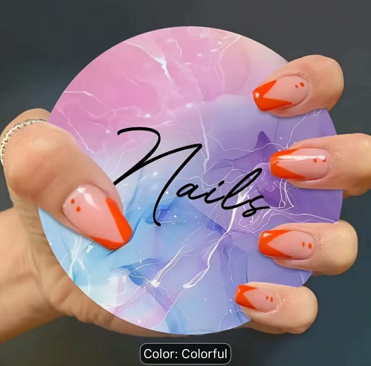 Professional Multicolored Crystal Acrylic Round Handheld Nail Art Display and Photography Props 2