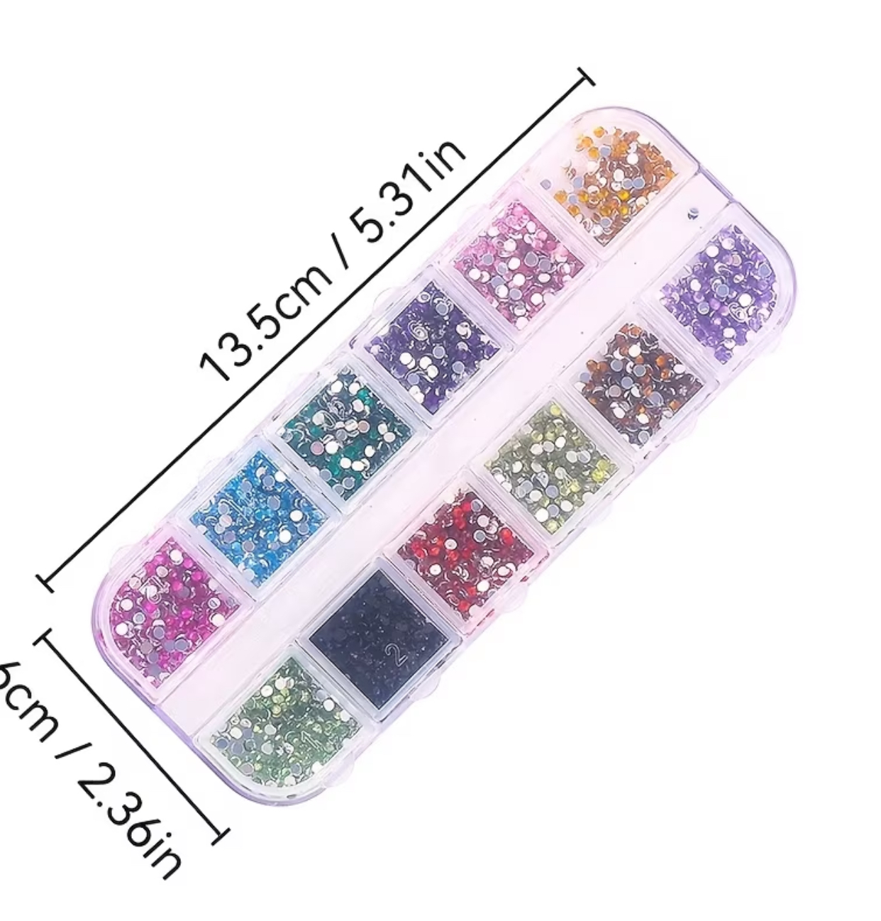 Deluxe 12-Compartment Multicolored Flatback Rhinestone 3D Nail Art Decoration Palette and Gem Kit 3