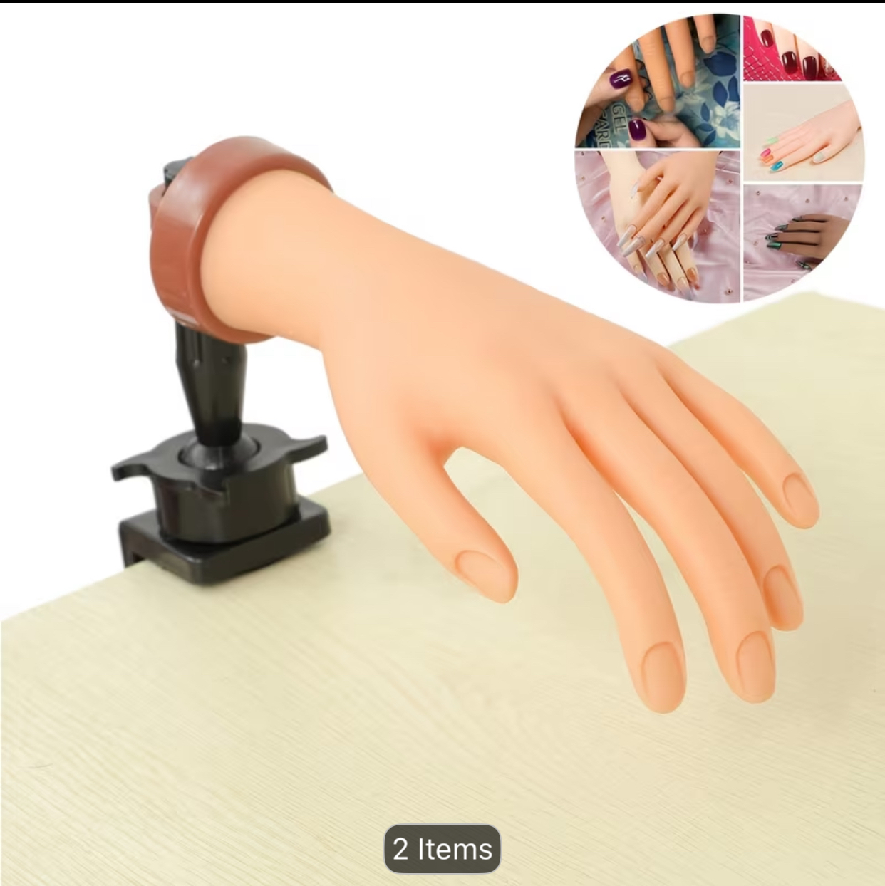 Professional Silicone Practice Left Hand with Adjustable Desk Clamp Bracket for Nail Art Training