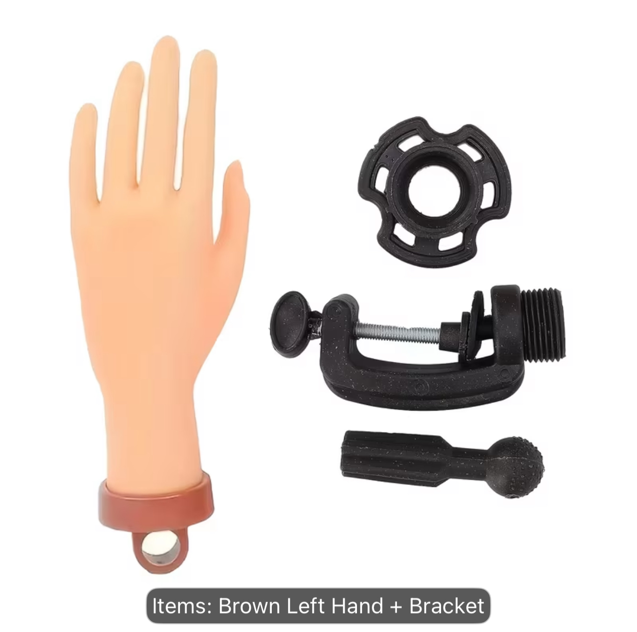 Professional Silicone Practice Left Hand with Adjustable Desk Clamp Bracket for Nail Art Training 3