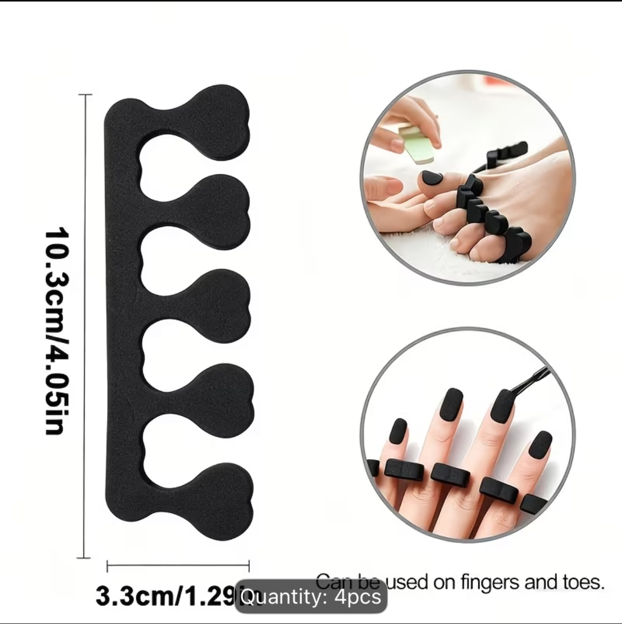 Comfort Fit High-Density Black Foam Finger and Toe Separators 4-Piece Value Pack for Pedicures and Manicures 3