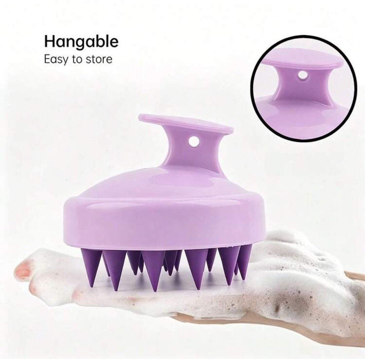 Ergonomic Silicone Scalp Massager & Shampoo Brush with Hanging Hole 3